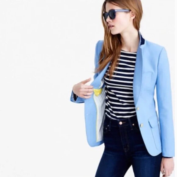 J. Crew 1035 Rhodes Italian Wool Baby Light Blue Blazer Jacket Size 10T - Picture 4 of 14